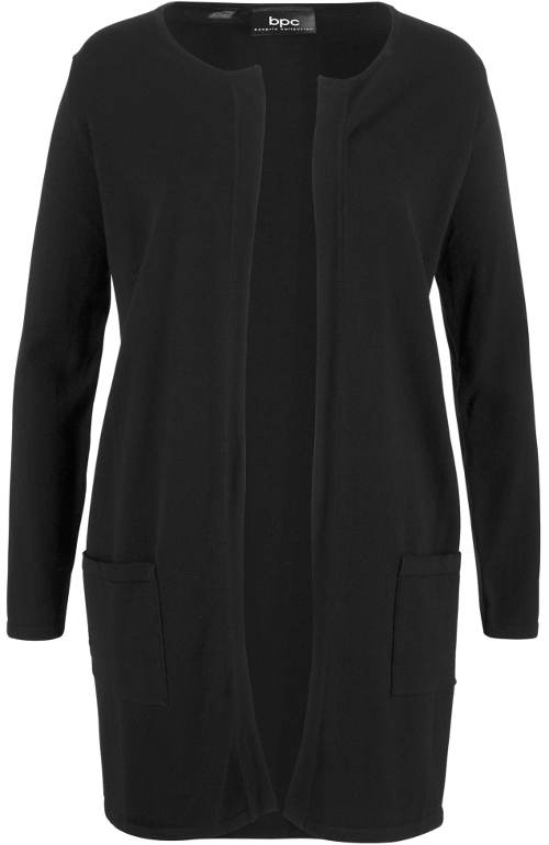Čierny dámsky dlhší sveter bez zapínania