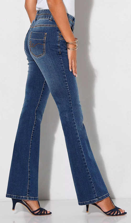 Strečové bootcut džínsy v ošúchanom vzhľadu