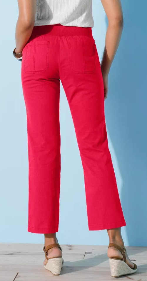 Kratšie červené dámske letné nohavice