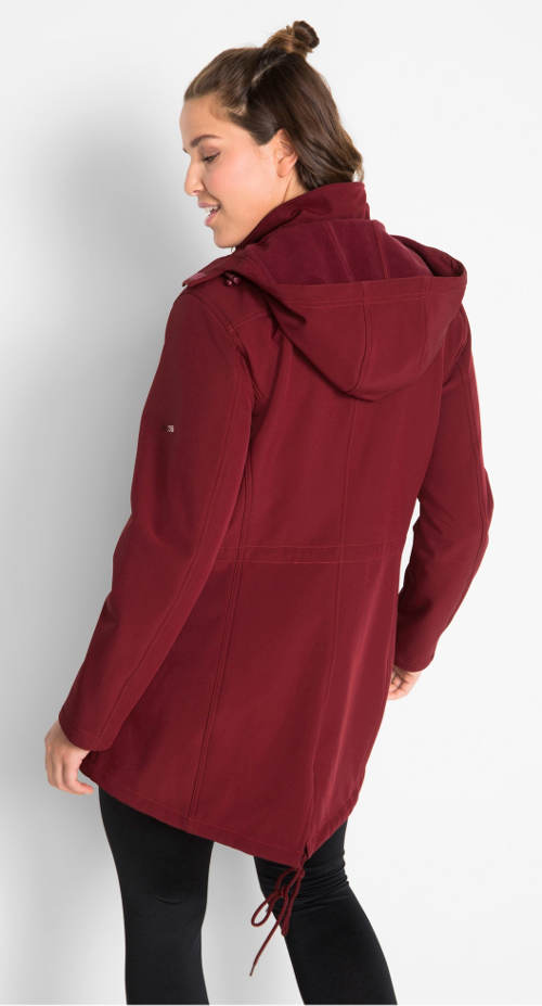 Dlhšie softshellová dámska bunda s kapucňou