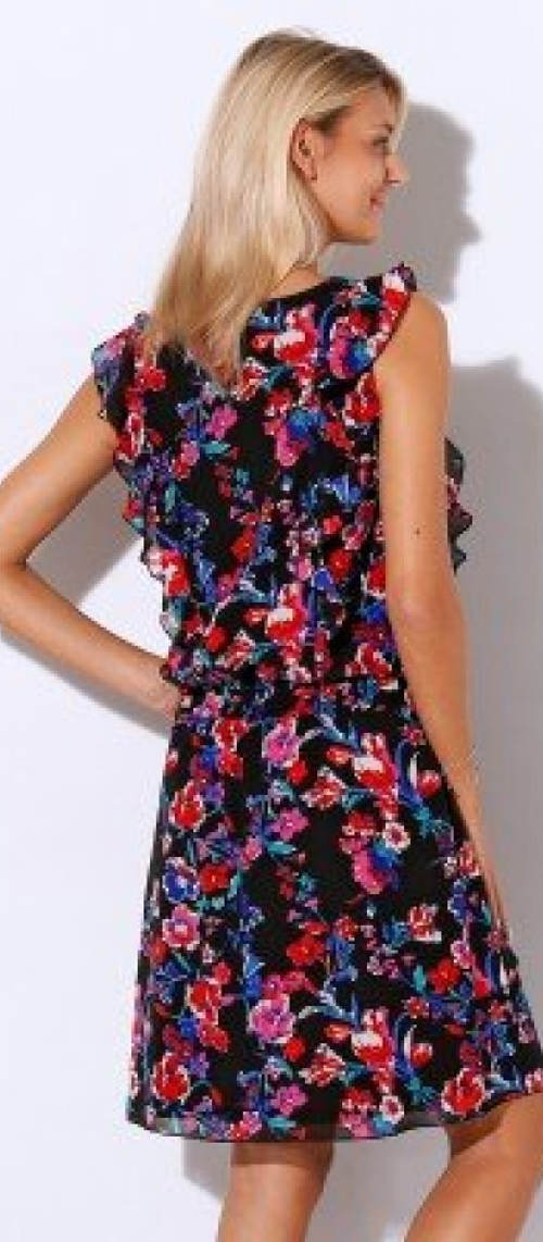 Lacné kvetované šaty s volánikmi