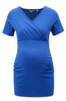 Modré tehotenské tričko s všitou gumou pod prsiami