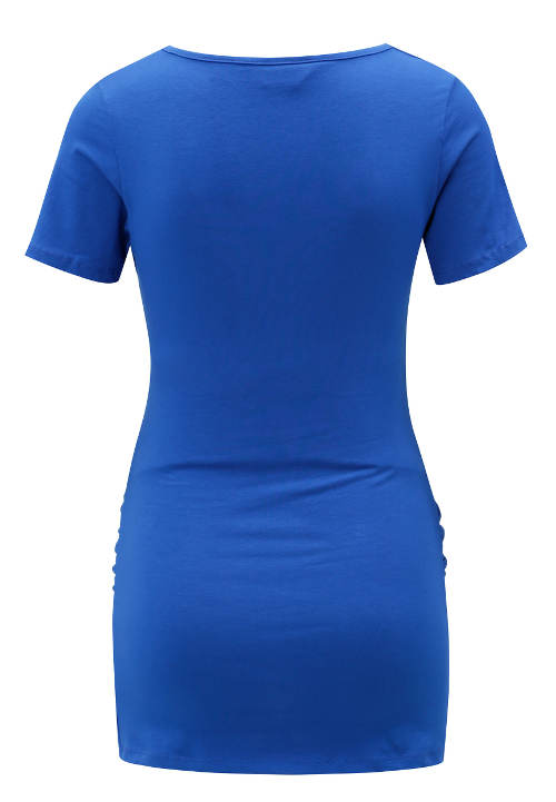Predĺžené modré tričko pre tehotné