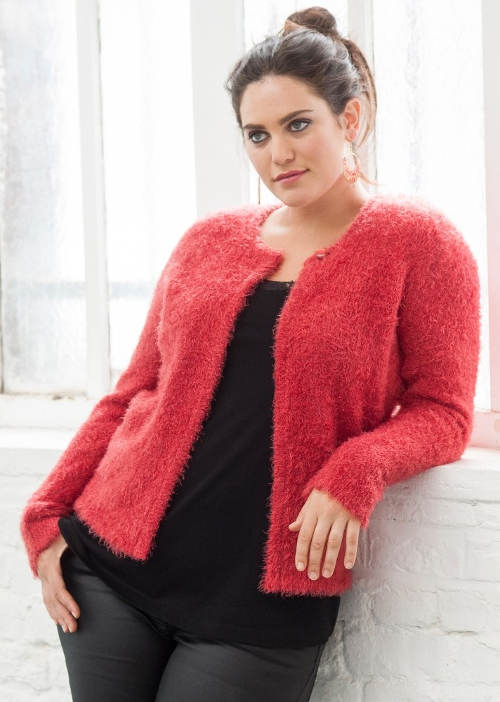 Zamatový červený dámsky sveter