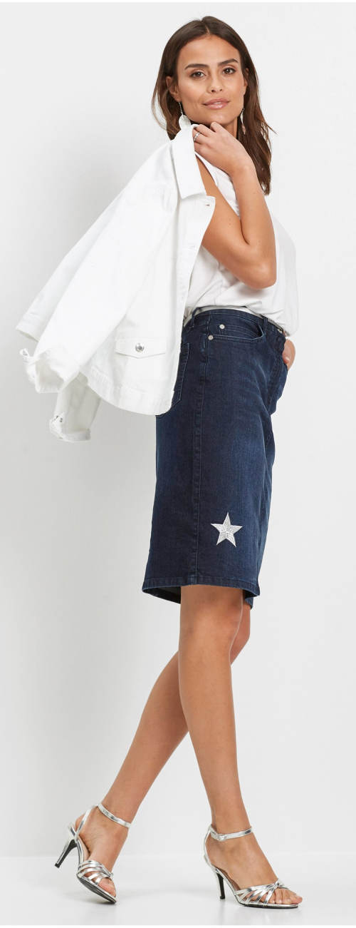 Dámska džínsová sukňa s hviezdami