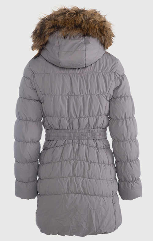 Dlhá dámska zimná bunda s kožušinou na kapucni