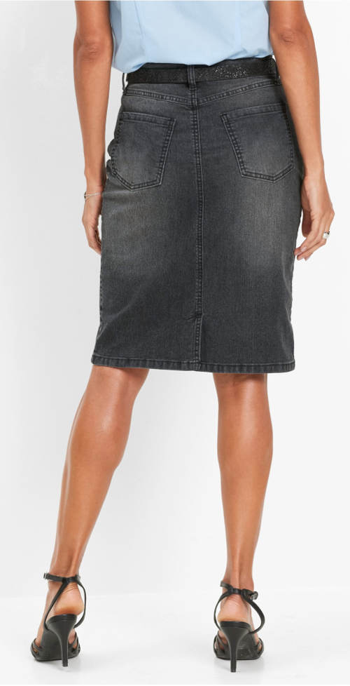 Tmavosivá džínsová sukňa s malým prešívaním
