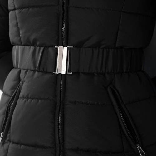 Dámska zimná bunda so sponou na opasok