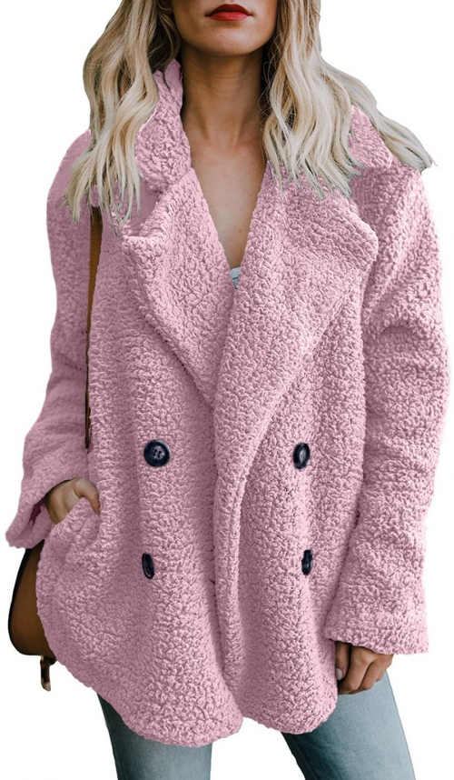 Ružový flísový dámsky kabát
