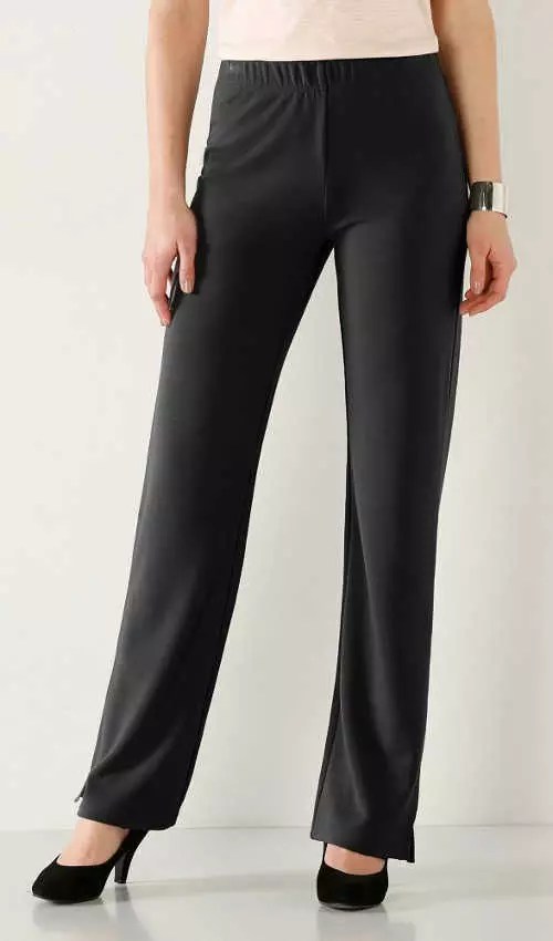 Čierne pletené nohavice s pohodlným elastickým pásom