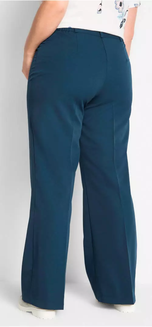 Modré elastické nohavice pre plnoštíhlych mužov