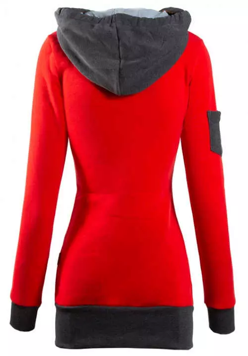 Červená dámska bunda s kapucňou