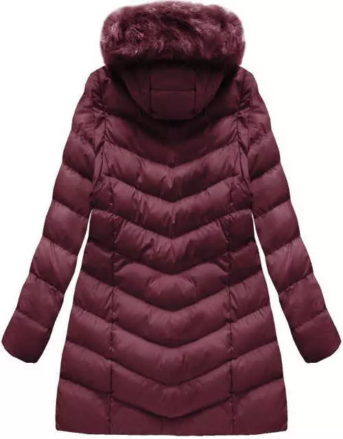 Dlhá fialová dámska zimná bunda pre plnšie tvary