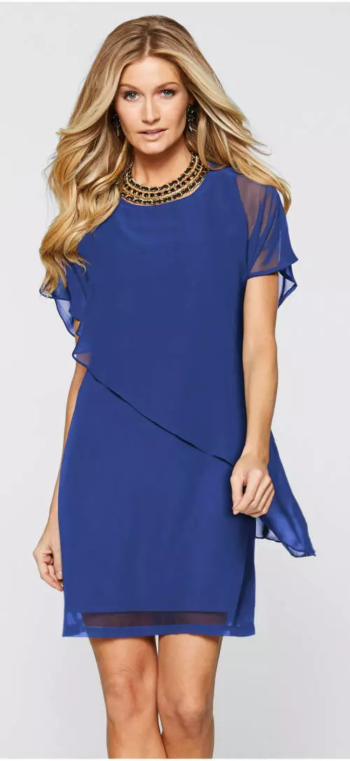 Modré vzdušné formálne šaty