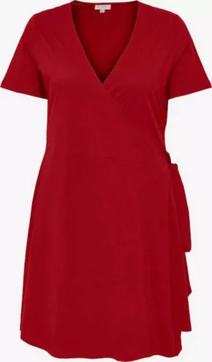 Červené bavlnené zavinovacie šaty so zaväzovaním v páse