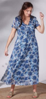 Modré letné maxi šaty pre bacuľky
