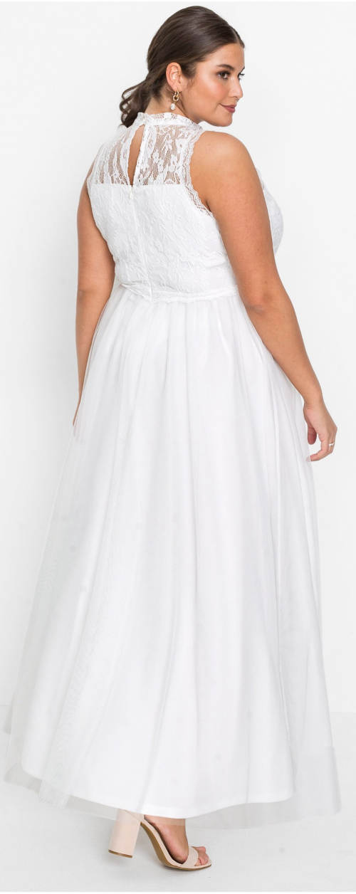 Dlhé biele svadobné maxi šaty pre moletky