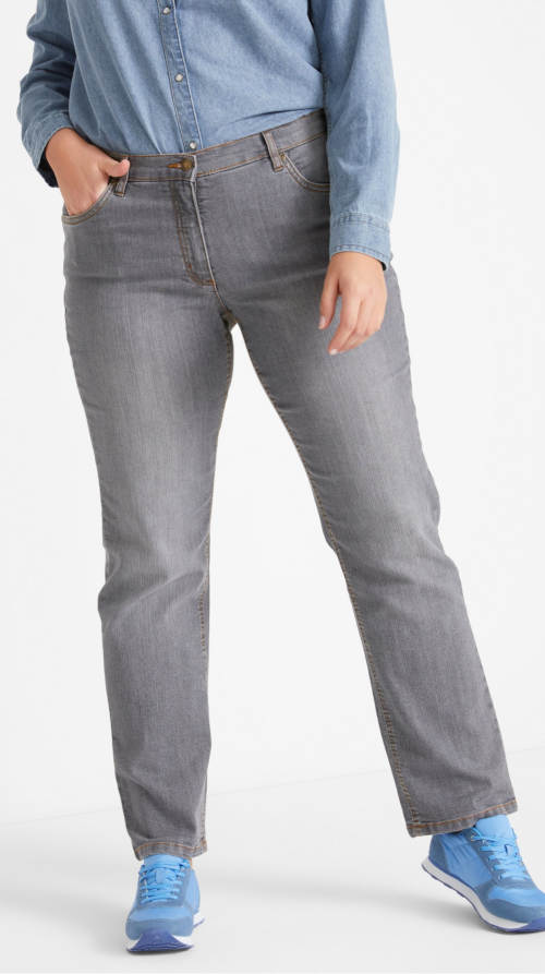Pohodlné sivé džínsy pre moletky