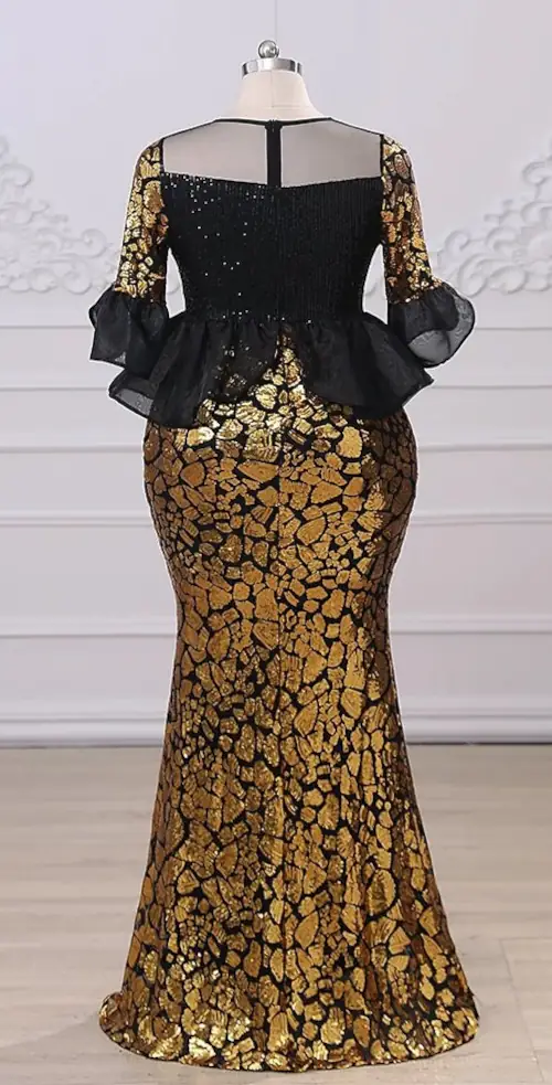 Dlhé zlaté párty šaty XXL