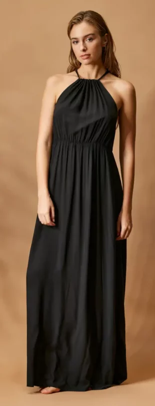 Dlhé čierne elegantné plážové šaty XXL